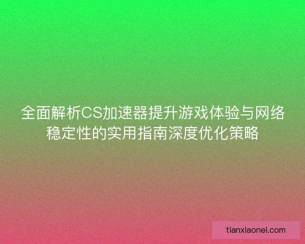 全面解析CS加速器提升游戏体验与网络稳定性的实用指南深度优化策略