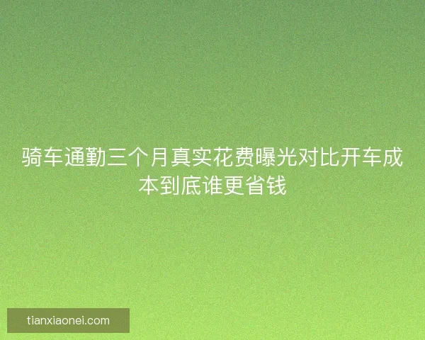 骑车通勤三个月真实花费曝光对比开车成本到底谁更省钱